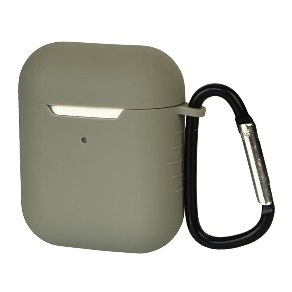 Чехол силиконовый с карабином для Apple AirPods, AirPods 2, серый
