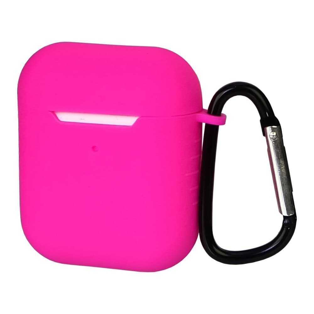Чехол силиконовый с карабином для Apple AirPods, AirPods 2, розовый