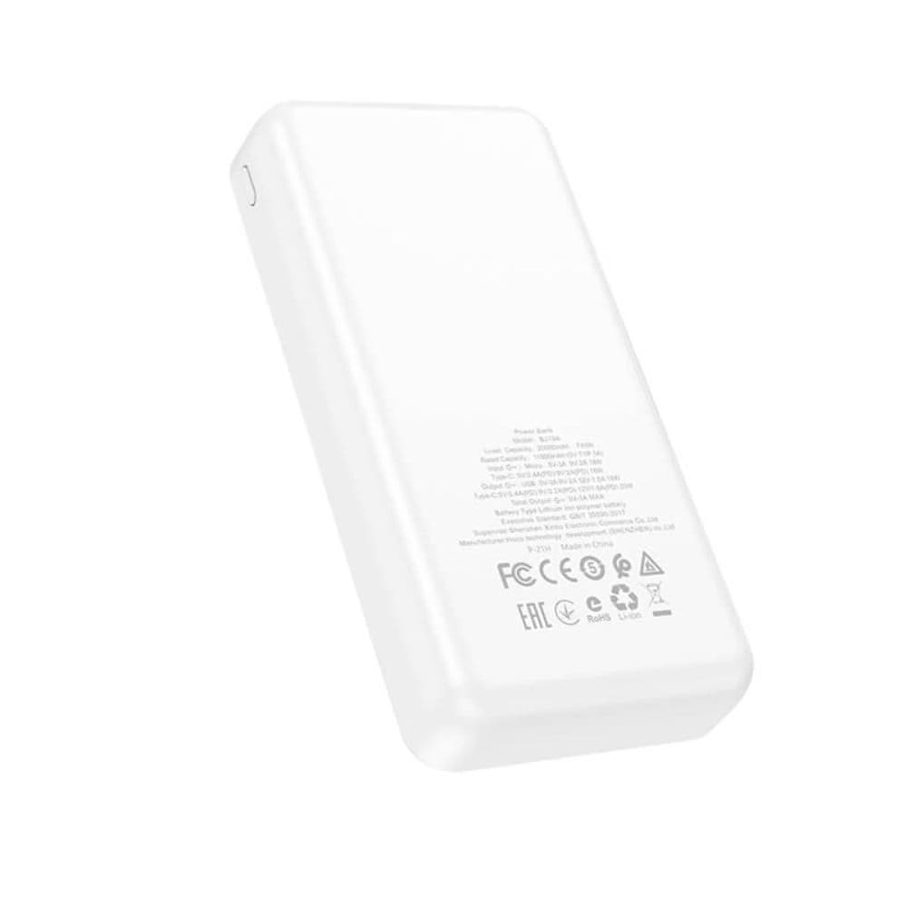 Power bank Borofone BJ19A, 20000 mAh, Power Delivery (20 Вт), Quick Charge 3.0, белый
