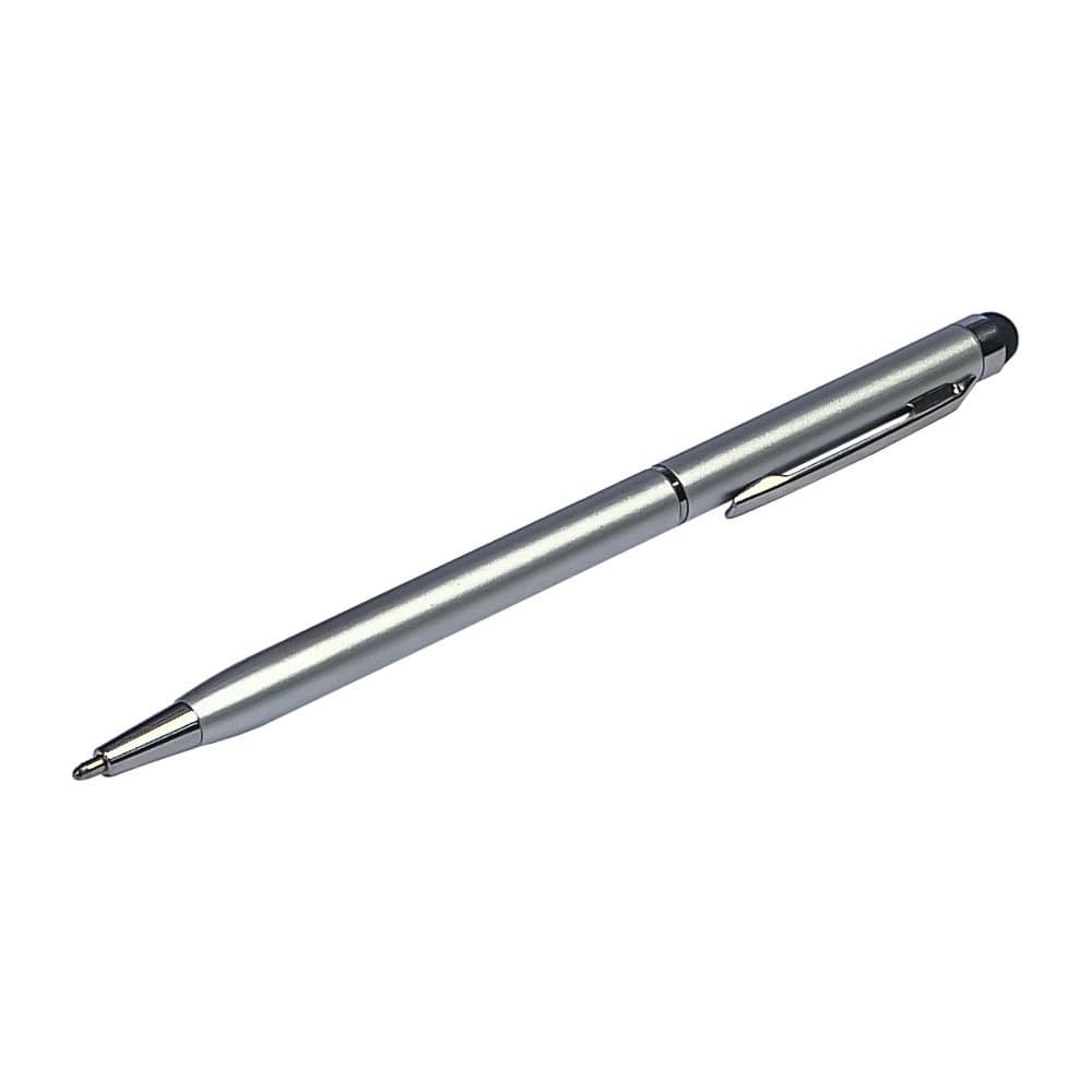Стилус емкостный PS100, с шариковой ручкой, металлический, серебристый