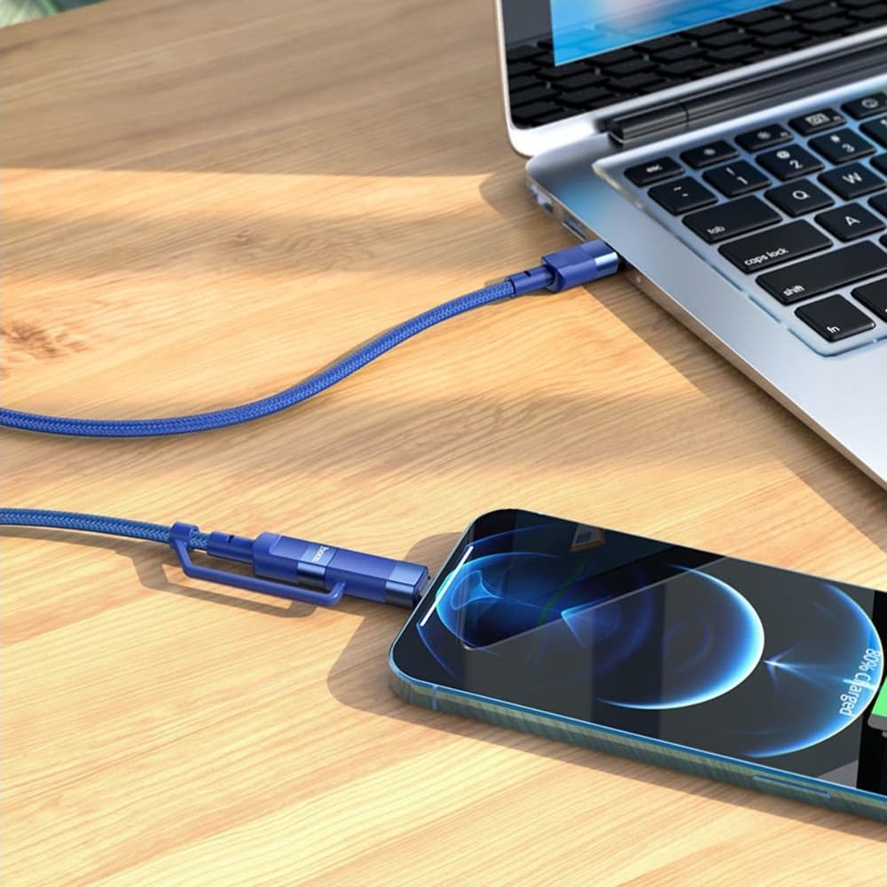 USB-кабель Hoco U106, Type-C на Type-C, Type-C на Lightning, 100 см, Power Delivery (100 Вт), синий