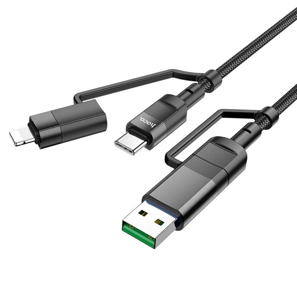 USB-кабель Hoco U106, Type-C на Type-C, Type-C на Lightning, 100 см, Power Delivery (100 Вт), чорний