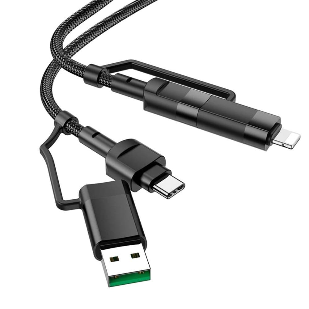 USB-кабель Hoco U106, Type-C на Type-C, Type-C на Lightning, 100 см, Power Delivery (100 Вт), черный