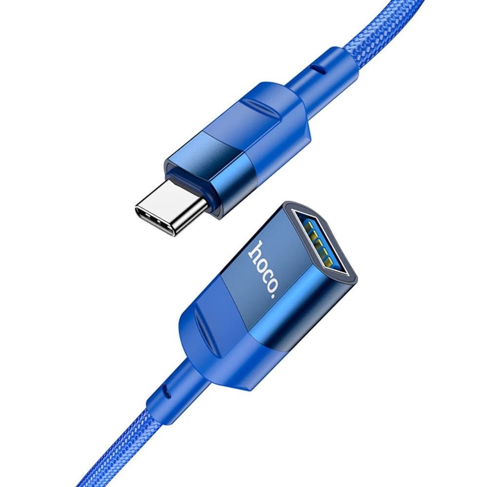 USB-кабель Hoco U107, Type-C, 100 см, male на USB female, USB 3.0, синий