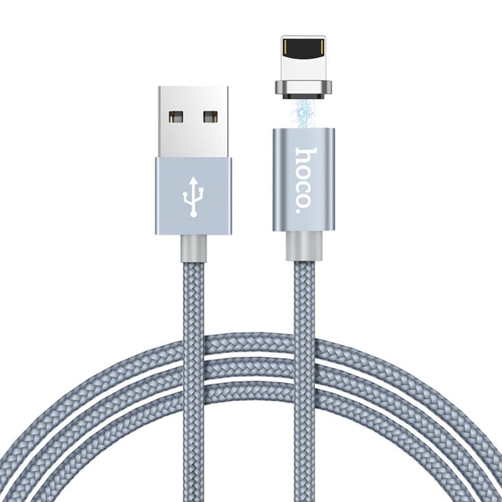 USB-кабель Hoco U40A, Lightning, магнитный, 2.0 А, 100 см, серый