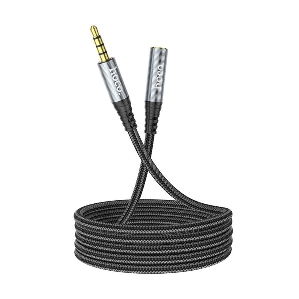 AUX-USB-кабель Hoco UPA20, удлинитель, Jack 3.5 на Jack 3.5 (F), 100 см, серебристый