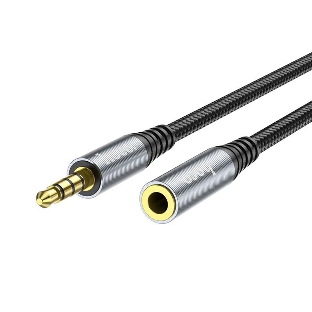 AUX-USB-кабель Hoco UPA20, удлинитель, Jack 3.5 на Jack 3.5 (F), 200 см, серебристый