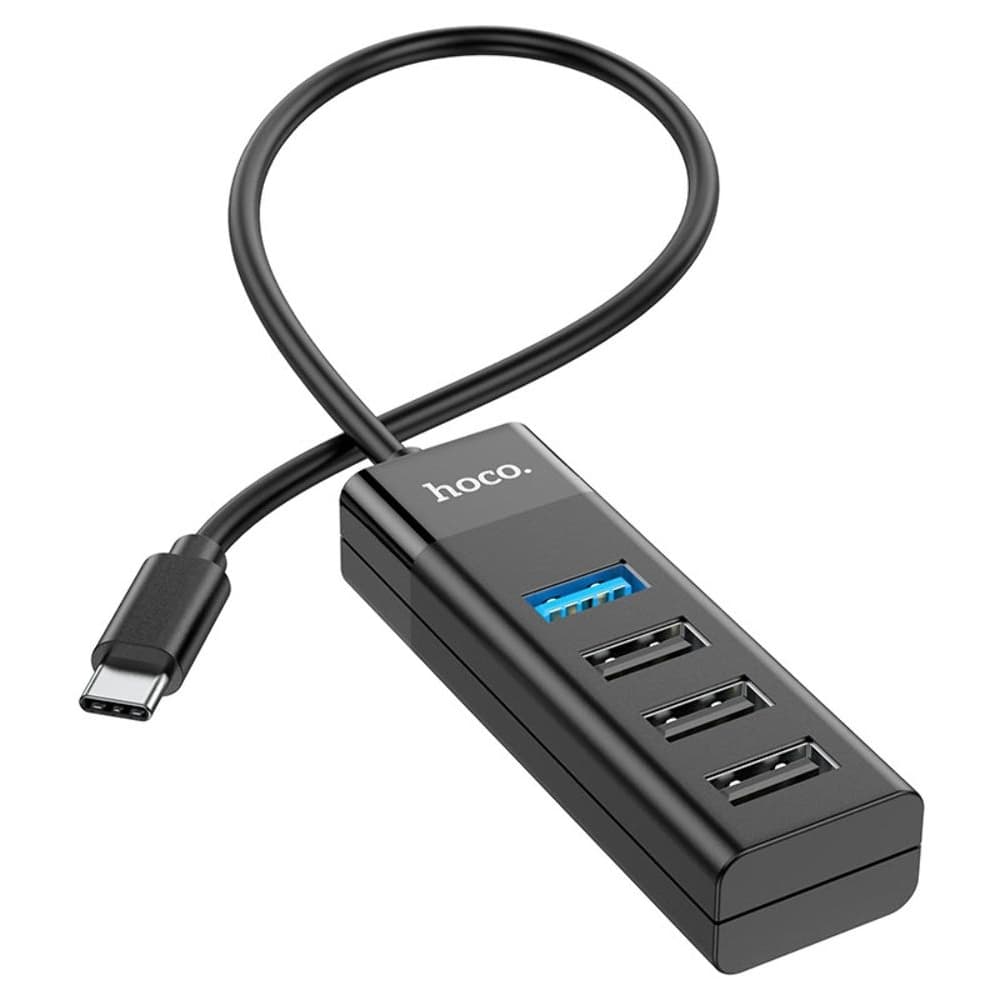 USB Hub Hoco HB25 4 в 1 (Type-C to USB3.0+USB2.0*3), черный