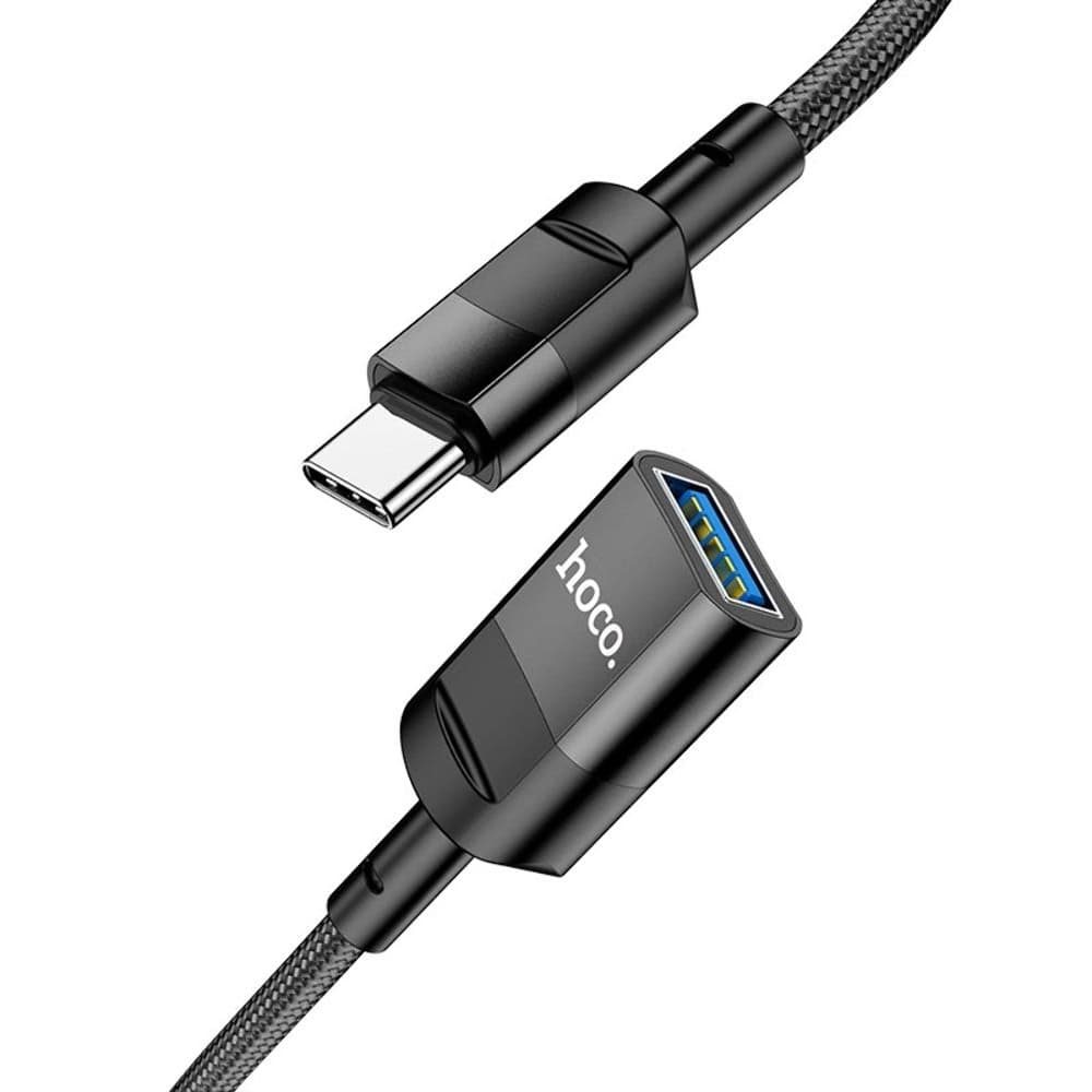 USB-кабель Hoco U107, Type-C, 100 см, male на USB female USB3.0, чорний