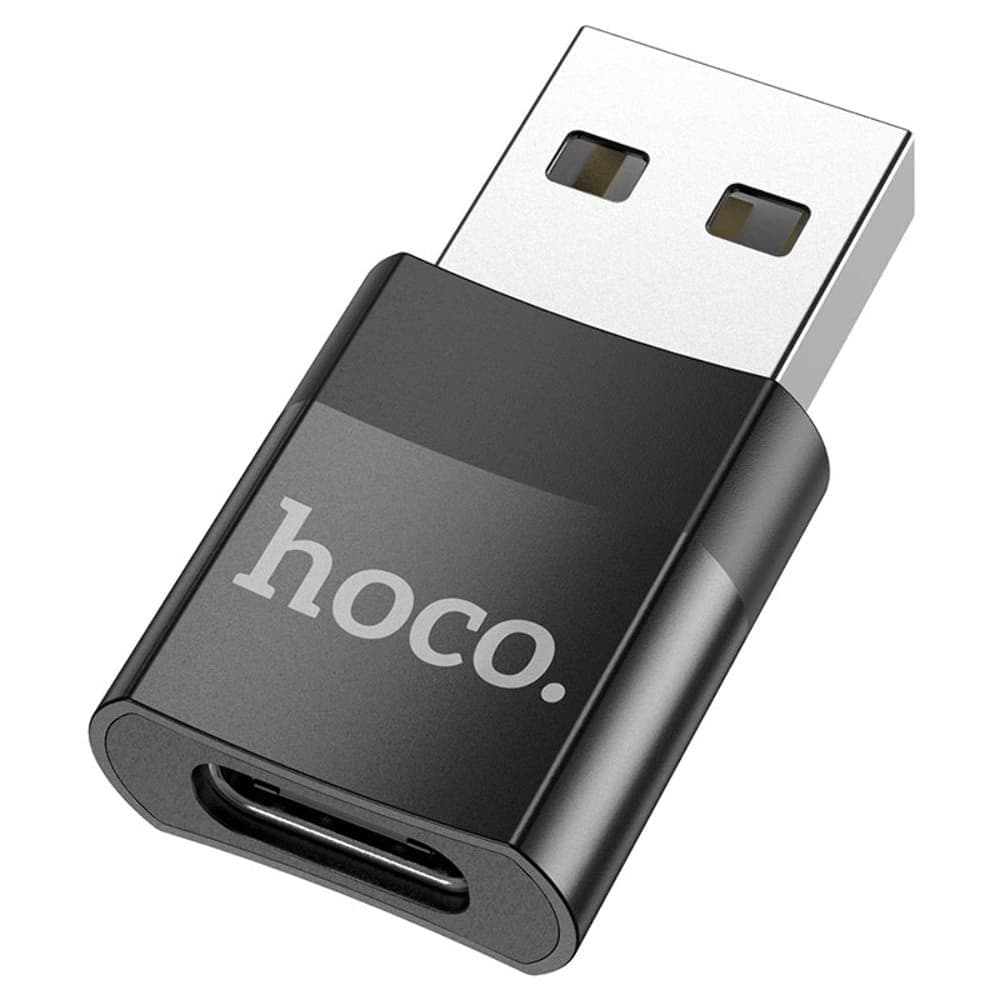 Переходник Hoco UA17, USB Male на Type-C female USB2.0, черный