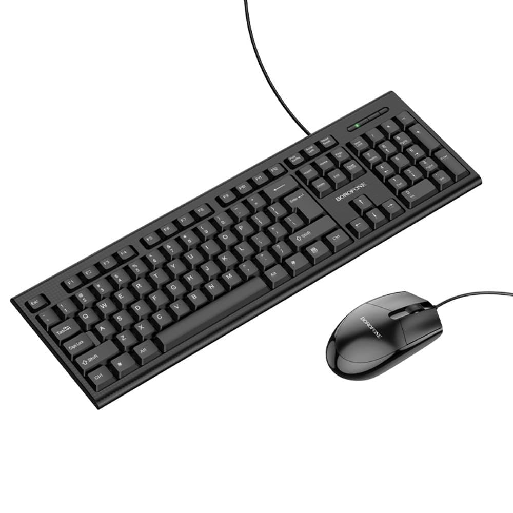 Клавиатура проводная с мышкой Borofone BG6 (English Version), черная
