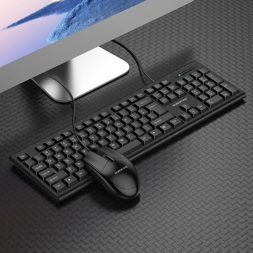 Клавиатура проводная с мышкой Borofone BG6 (English Version), черная