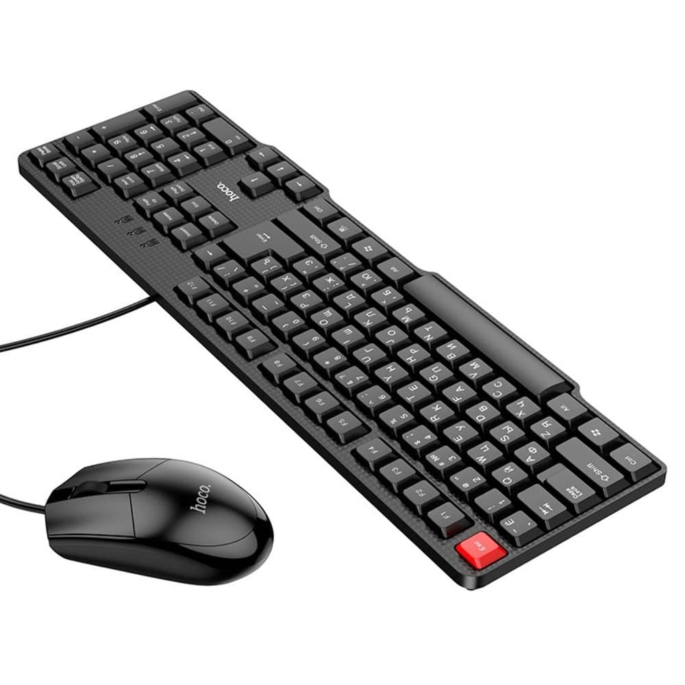Клавиатура проводная с мышкой Hoco GM16 (RUS/ENG), черная