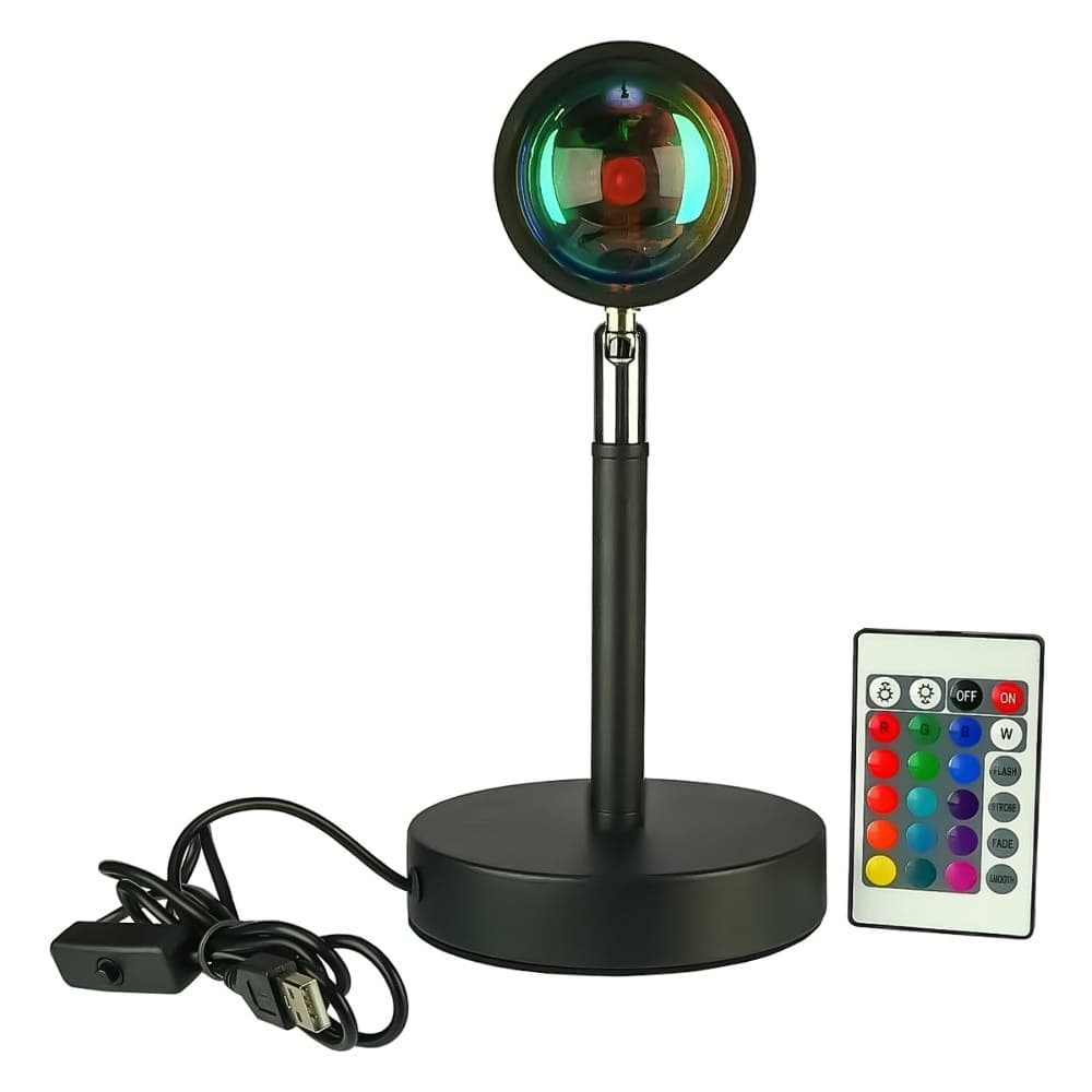 Проекционная лампа, RGB, 7 цветов, c пультом, высота 24.5 см