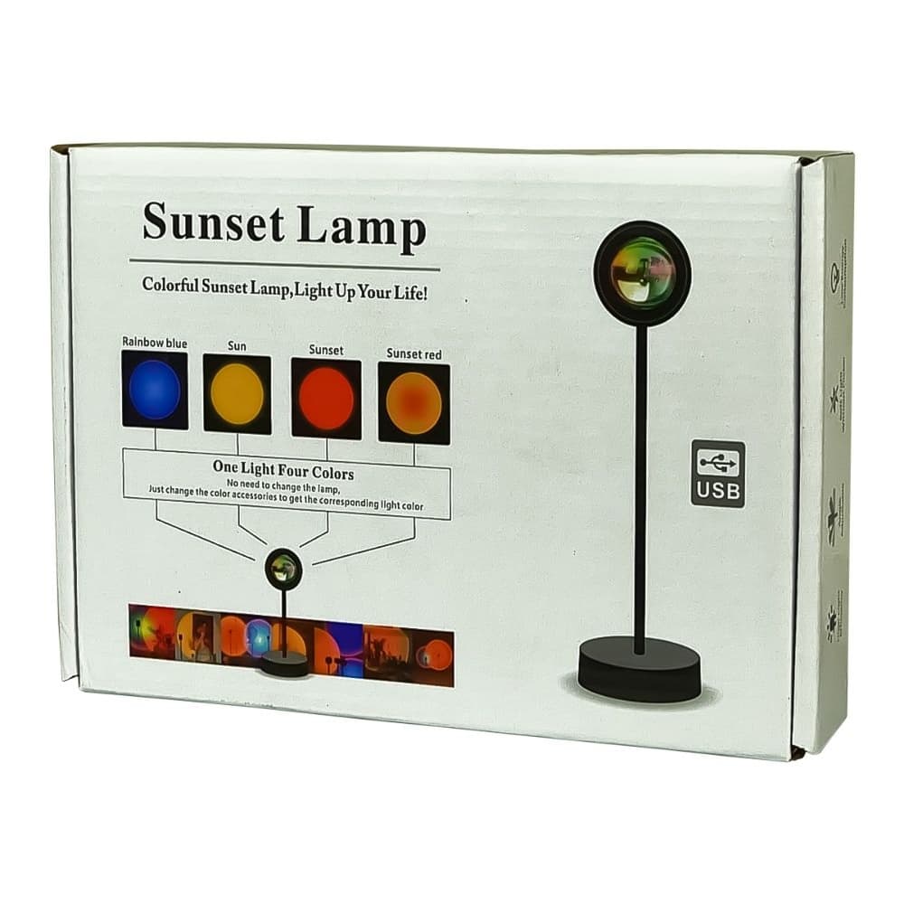 Проекционная лампа монохромная со сменными фильтрами линзы (закат, красный закат, радуга, восход солнца)