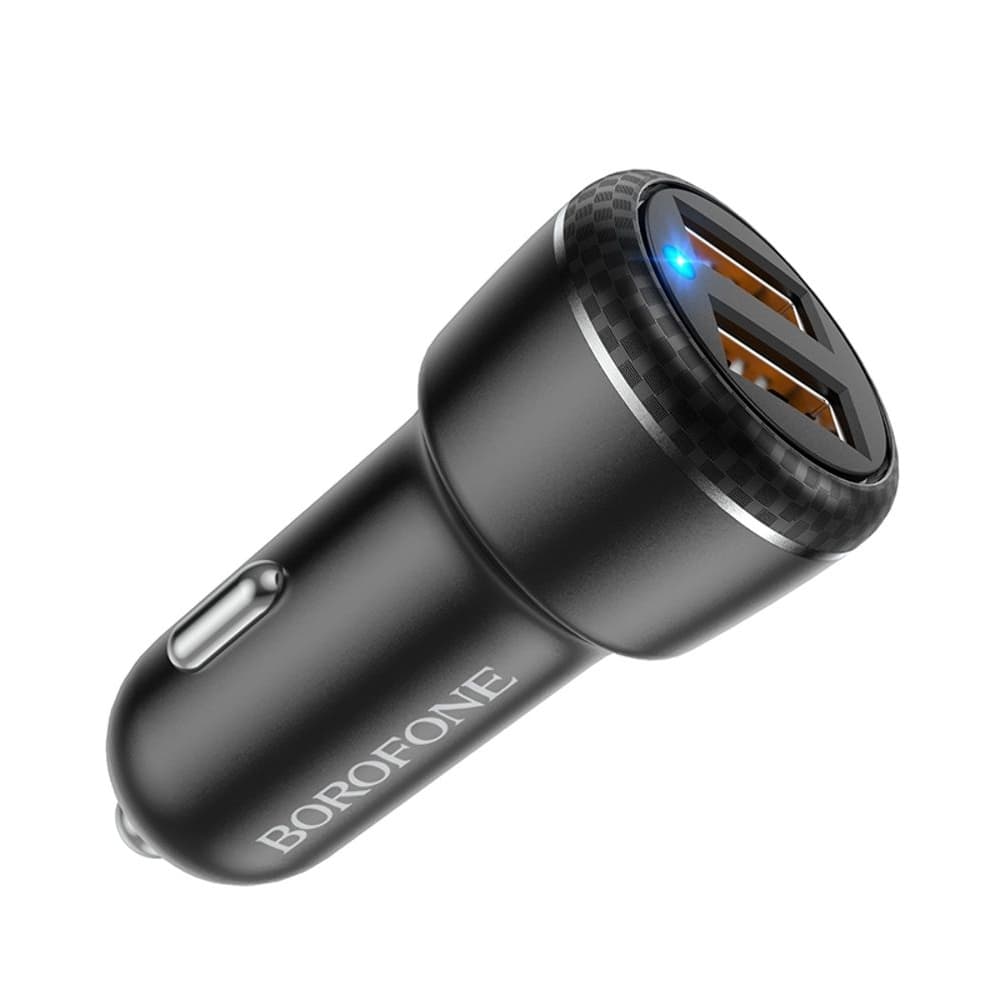 Автомобильний зарядний пристрій Borofone BZ17, 2 USB, Quick Charge 3.0, чорний | зарядка, зарядное устройство