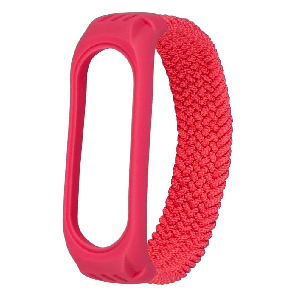 Ремешок нейлоновый Braided rope для Xiaomi Mi Band 3/ 4/ 5/ 6, размер L, розовый
