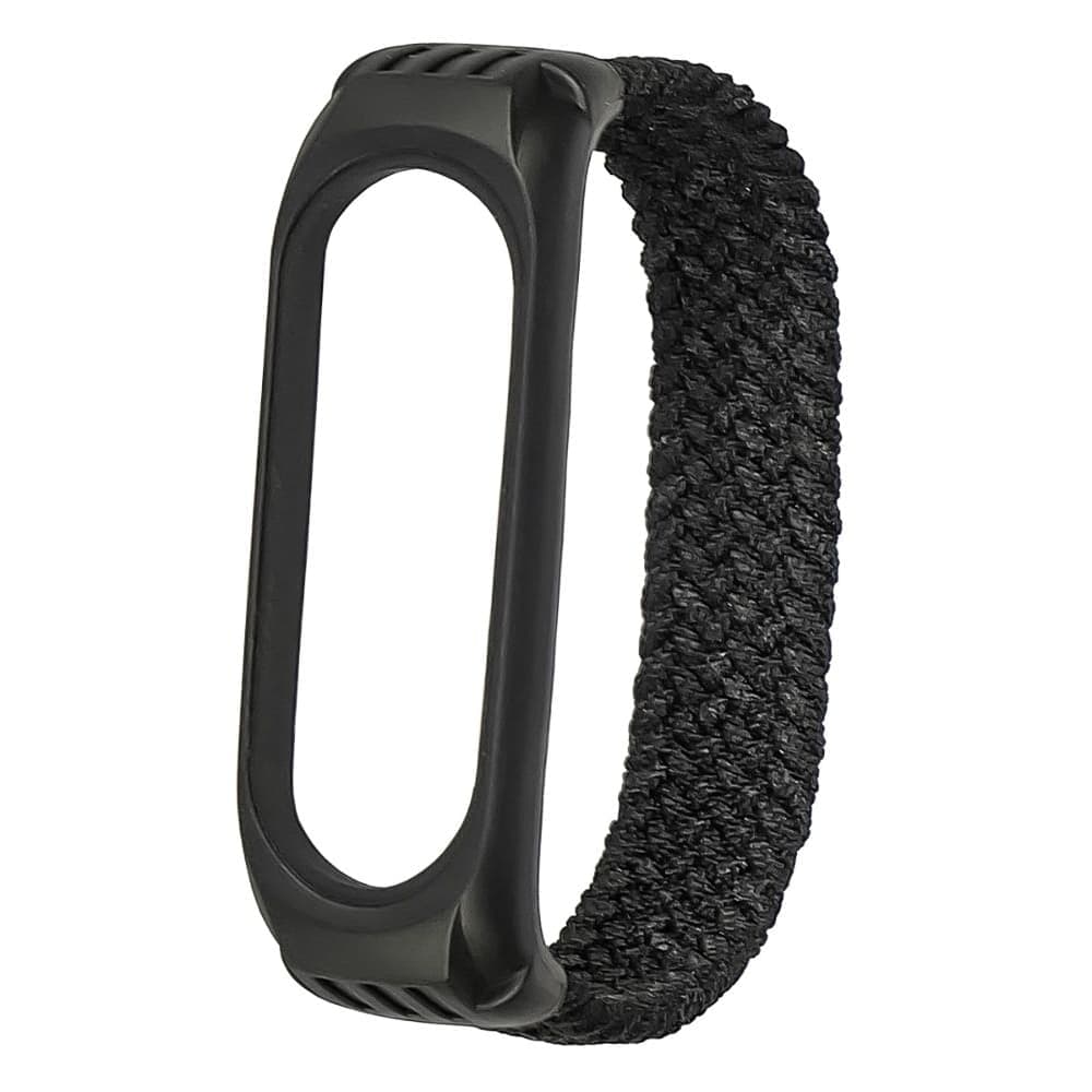 Ремешок нейлоновый Braided rope для Xiaomi Mi Band 3/ 4/ 5/ 6, размер S, чорний
