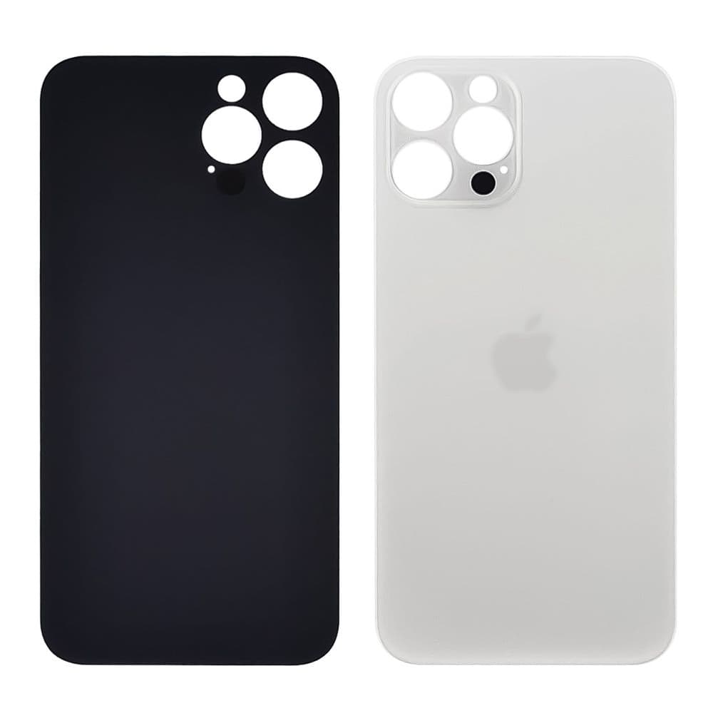 Задняя крышка Apple iPhone 12 Pro Max, серебристая, белая, нужно снимать стекло камеры, small hole, Original (PRC) | корпус, панель аккумулятора, АКБ, батареи