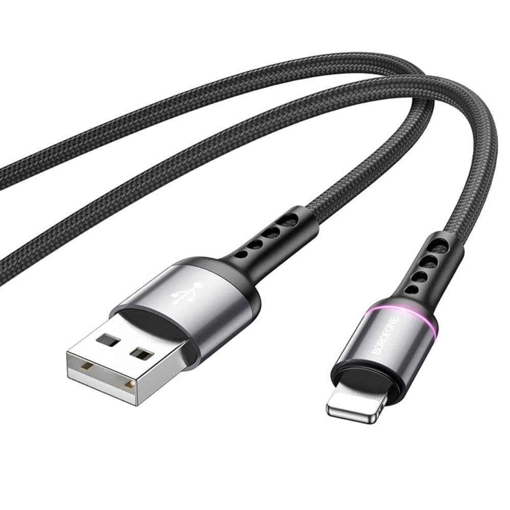 USB-кабель Borofone BU33, Lightning, 2.4 А, 120 см, с индикатором, чорний