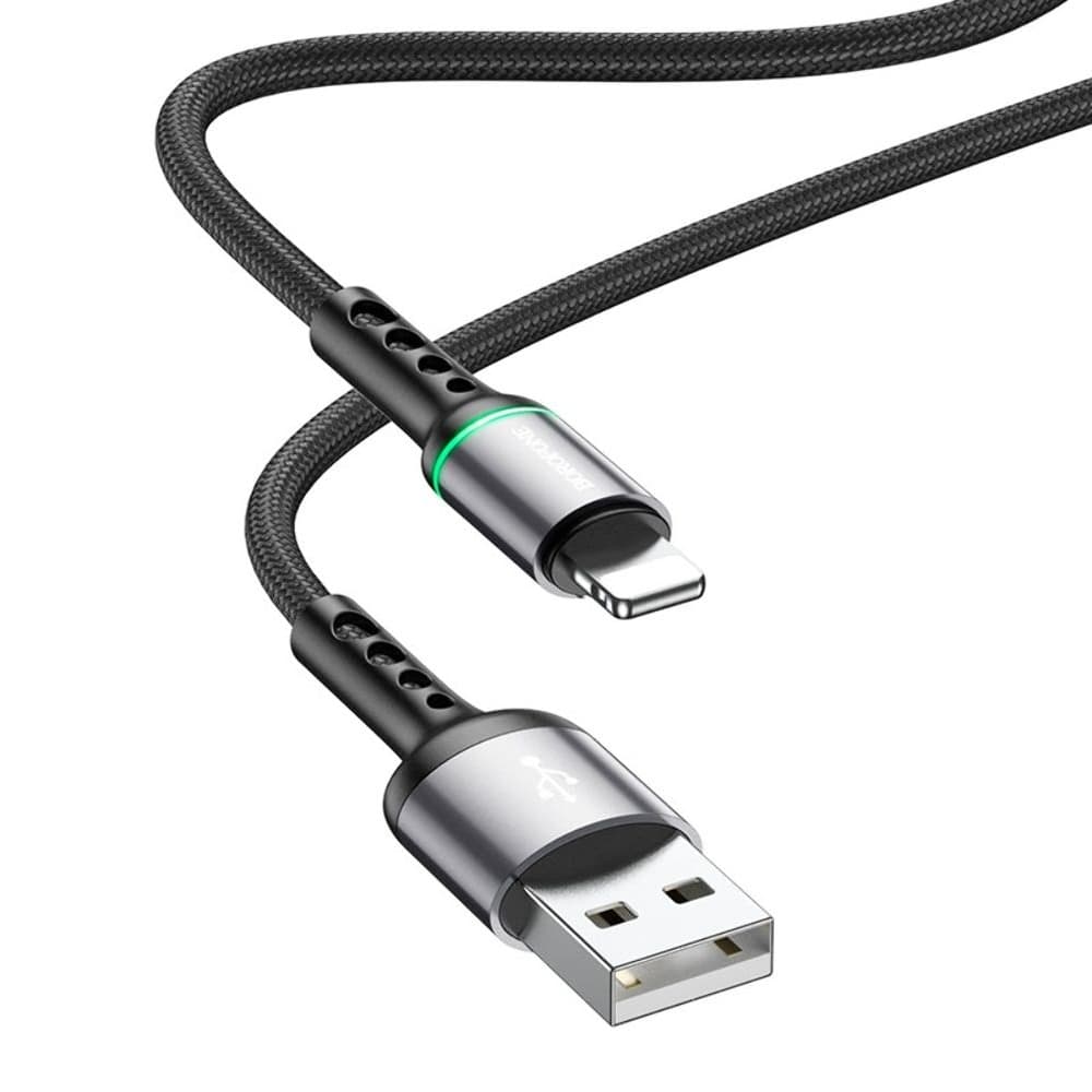 USB-кабель Borofone BU33, Lightning, 2.4 А, 120 см, с индикатором, черный