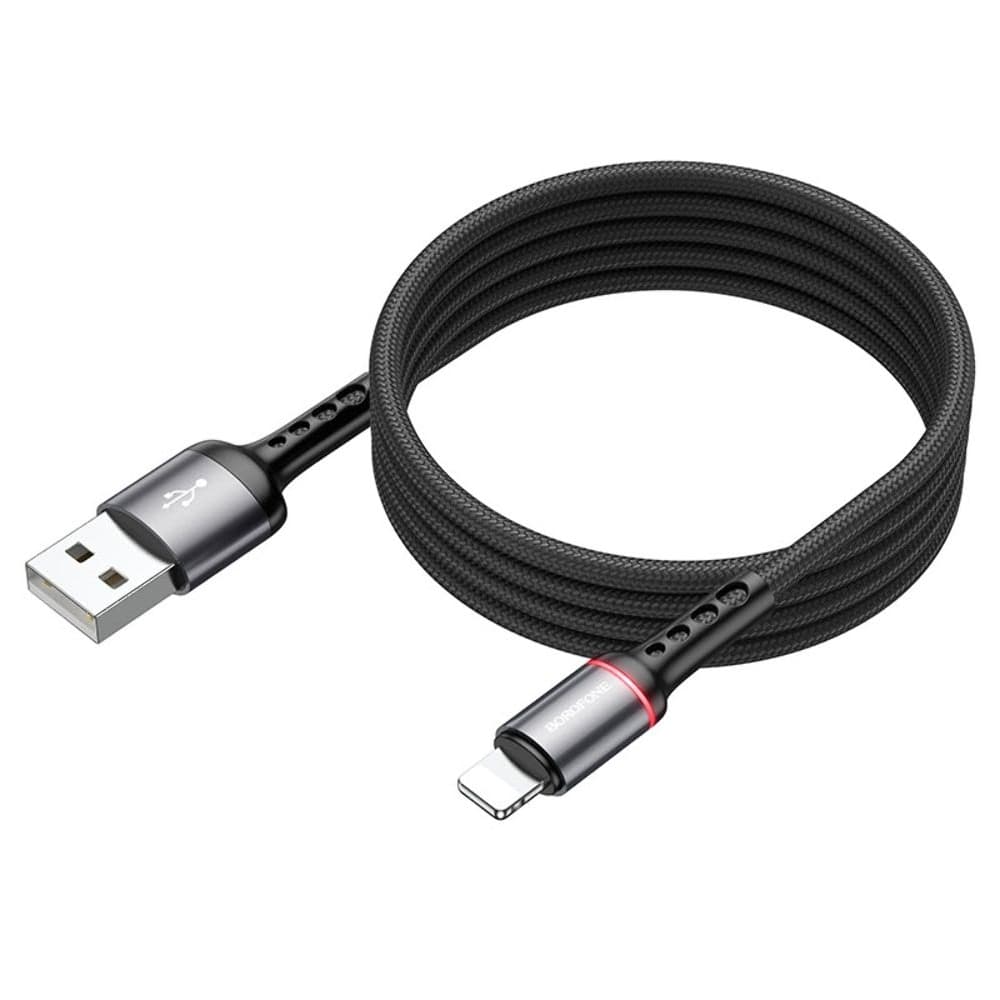 USB-кабель Borofone BU33, Lightning, 2.4 А, 120 см, с индикатором, черный