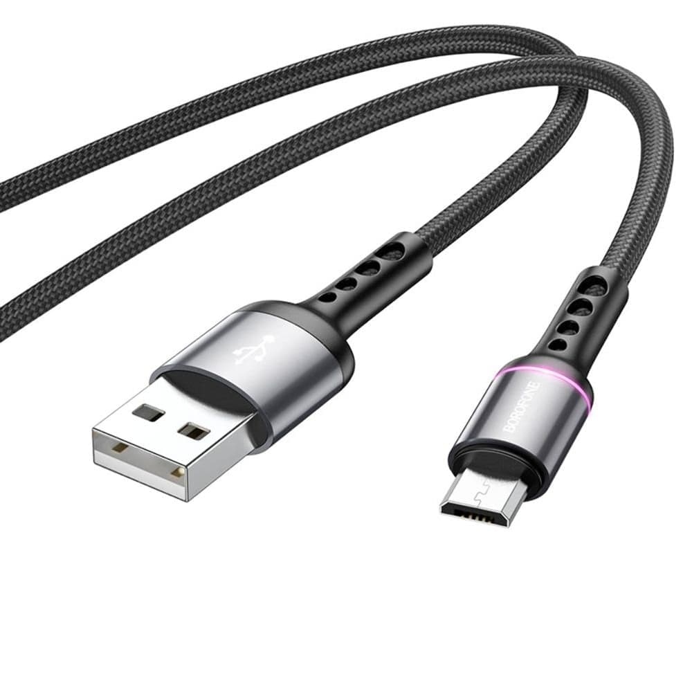 USB-кабель Borofone BU33, Micro-USB, 2.4 А, 120 см, с индикатором, чорний