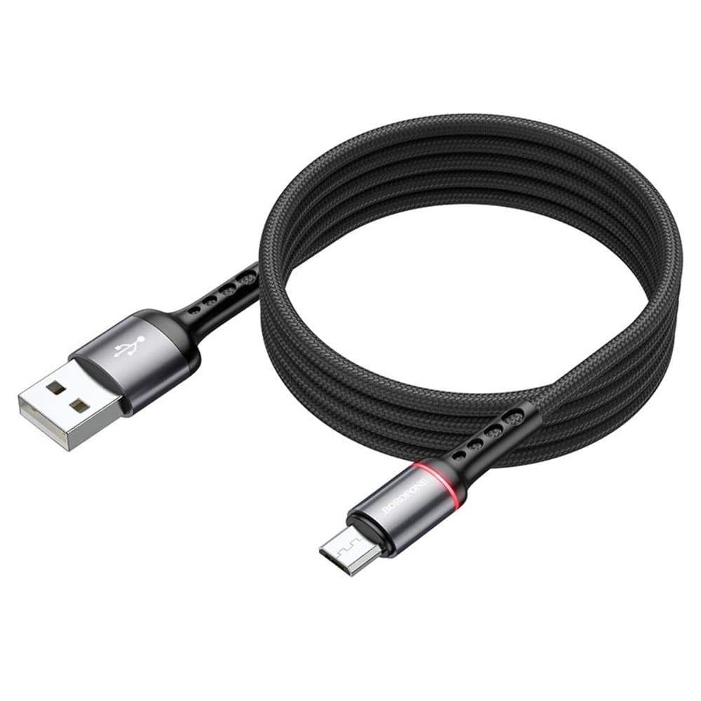 USB-кабель Borofone BU33, Micro-USB, 2.4 А, 120 см, с индикатором, черный
