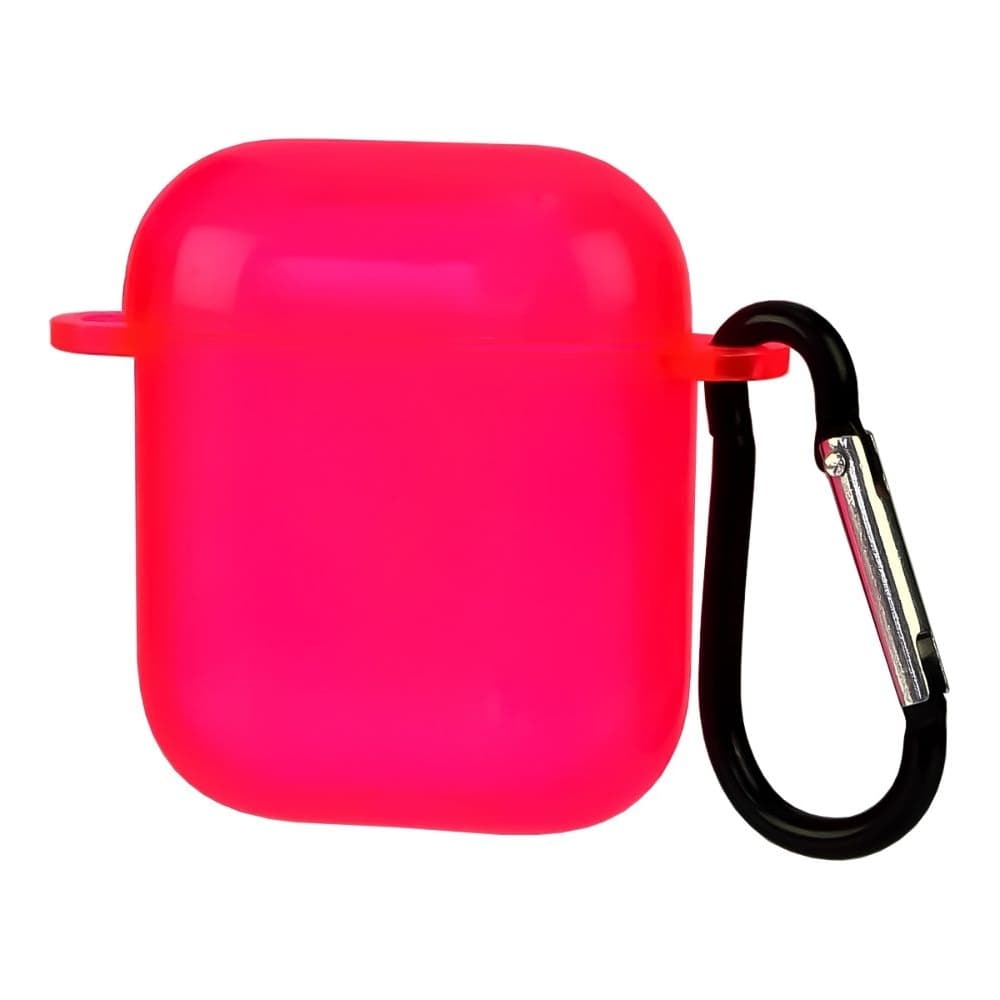Чехол силиконовый Clear Neon с карабином для Apple AirPods 3, розовый