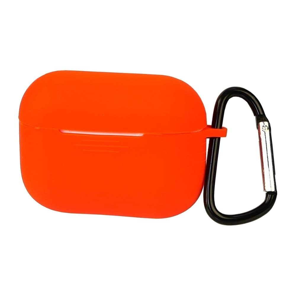 Чехол силиконовый с карабином для Apple AirPods 3, оранжевый