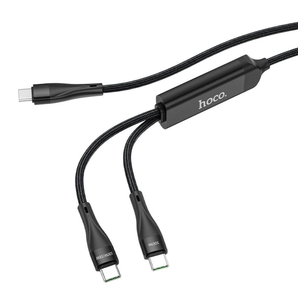USB-кабель Hoco U102, Type-C на Type-C, 5.0 А, 120 см, Power Delivery (100 Вт), 2 в 1, чорний