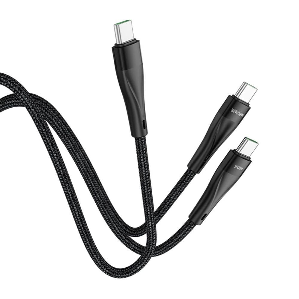 USB-кабель Hoco U102, Type-C на Type-C, 5.0 А, 120 см, Power Delivery (100 Вт), 2 в 1, черный