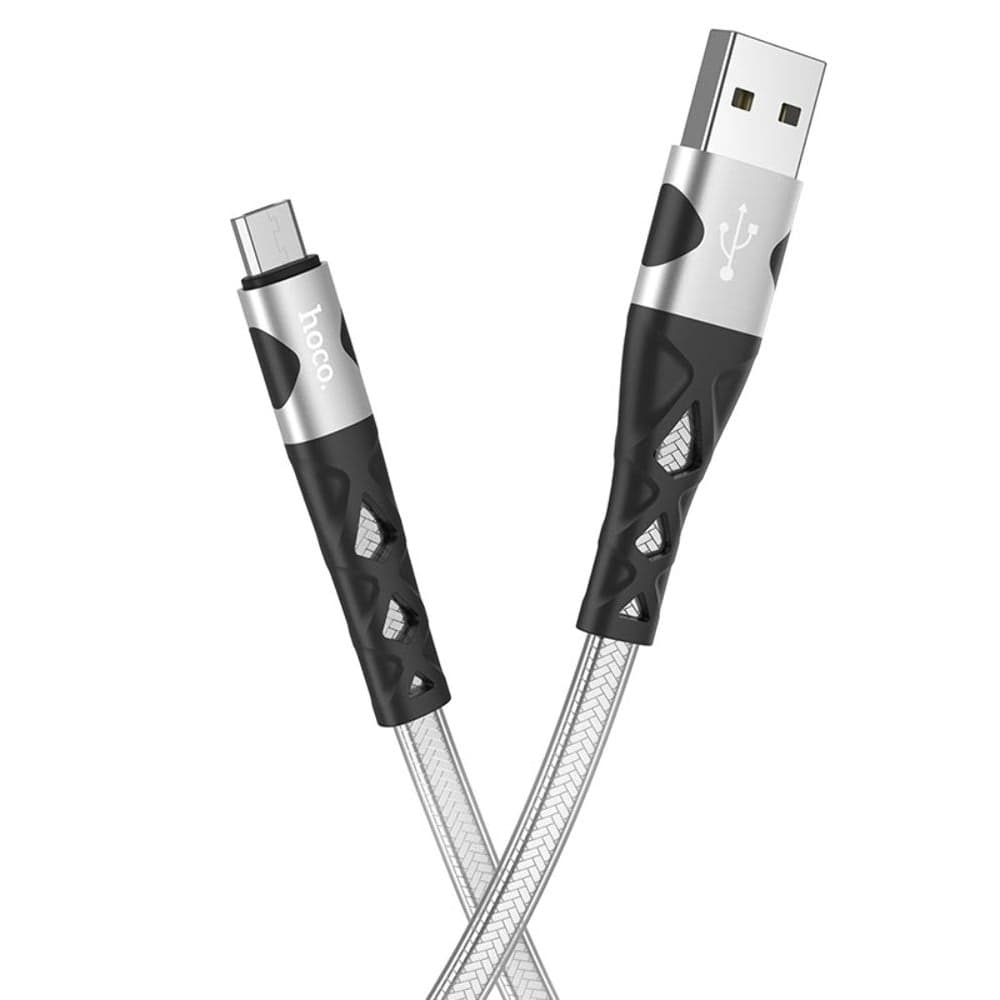USB-кабель Hoco U105, Micro-USB, 2.4 А, 120 см, серебристый
