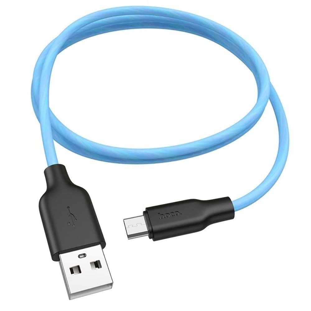 USB-кабель Hoco X21 Plus, Micro-USB, 2.4 А, 100 см, синій