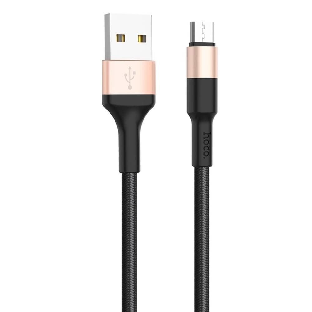 USB-кабель Hoco X26, Micro-USB, 2.0 А, 100 см, чорний, золотистий