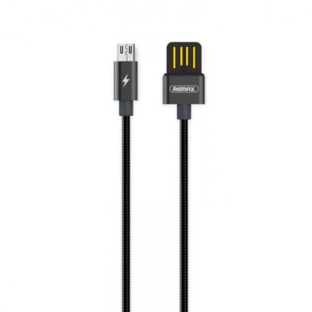 USB-кабель Remax RC-080m, Micro-USB, 2.1 А, в металлической оплетке, 100 см, чорний