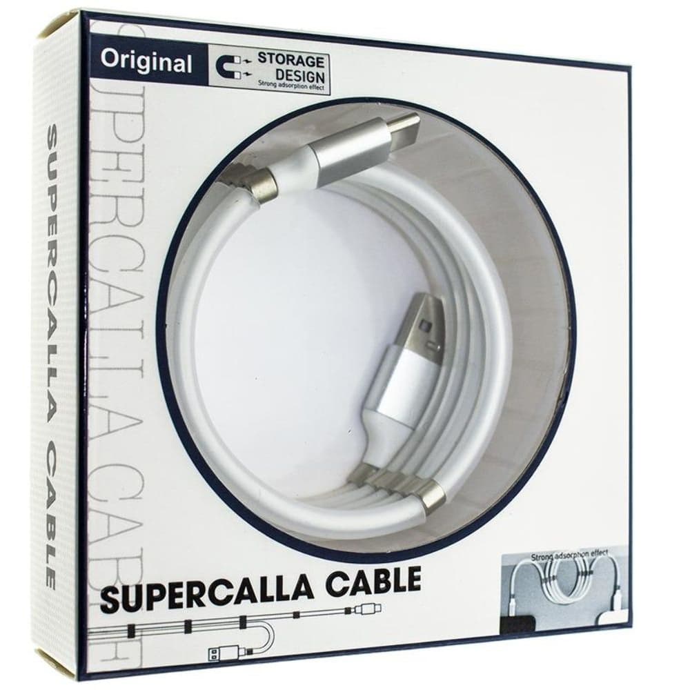 USB-кабель Supercalla, Lightning, магнитный, 100 см, белый