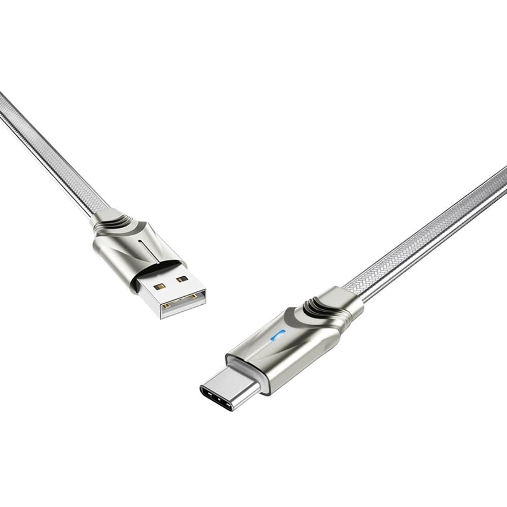 USB-кабель Borofone BU12, Type-C, 120 см 2.4 А, с индикатором, серебристый