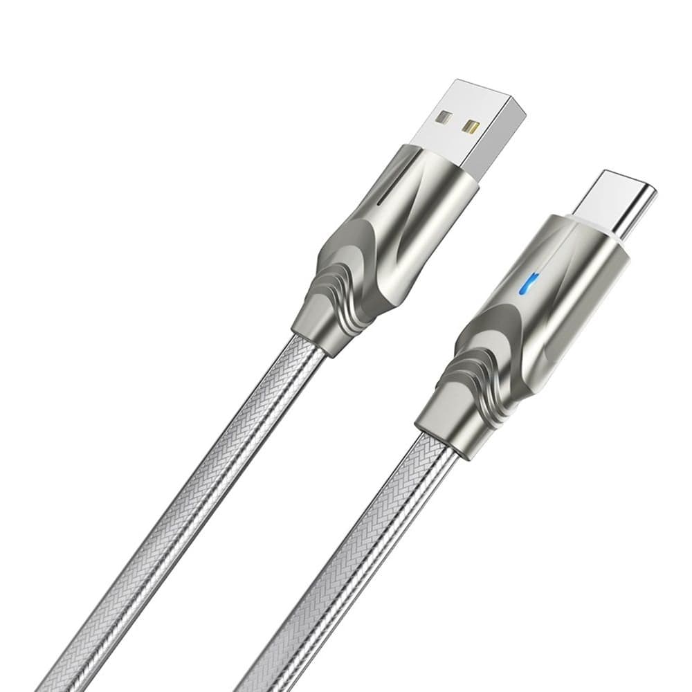 USB-кабель Borofone BU12, Type-C, 120 см 2.4 А, с индикатором, серебристый