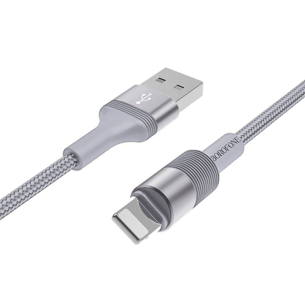 USB-кабель Borofone BX21, Lightning, 2.4 А, 100 см, серебристый