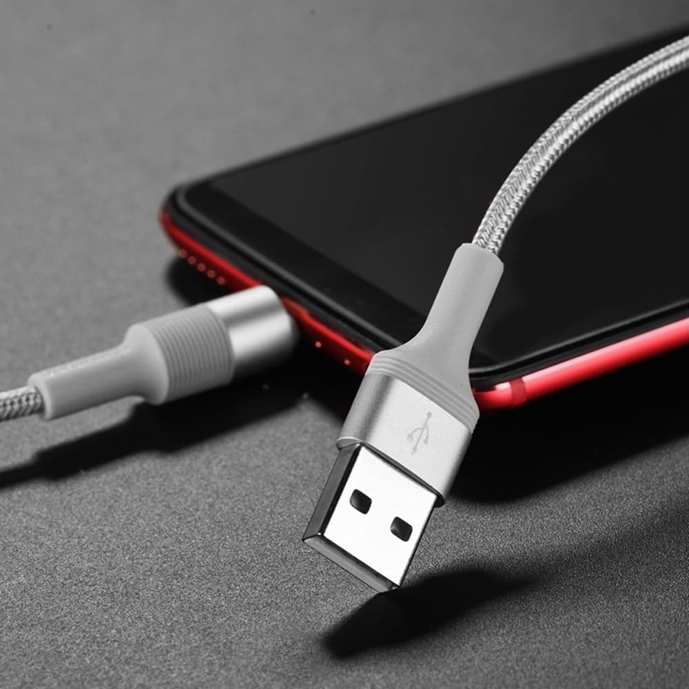 USB-кабель Borofone BX21, Type-C, 3.0 А, 100 см, серебристый