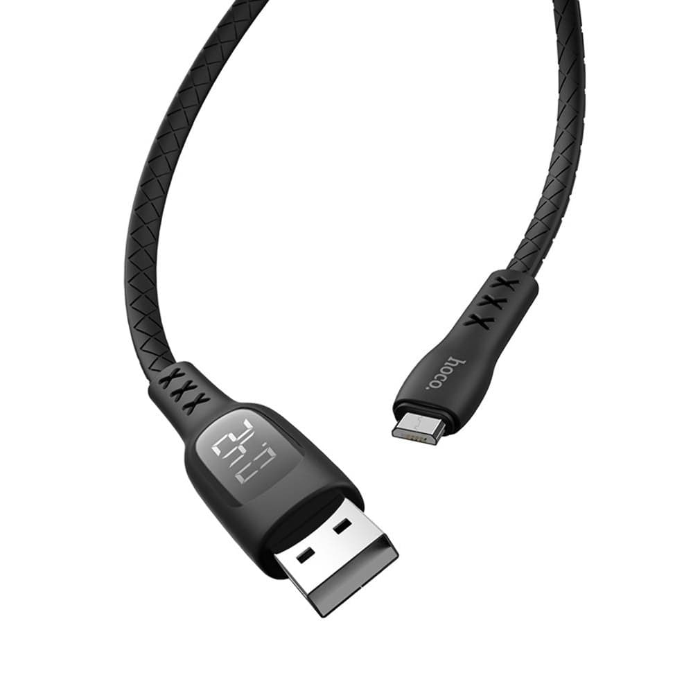 USB-кабель Hoco S6, Micro-USB, 120 см, 3.0 А, с таймером, индикацией тока и напряжения, чорний