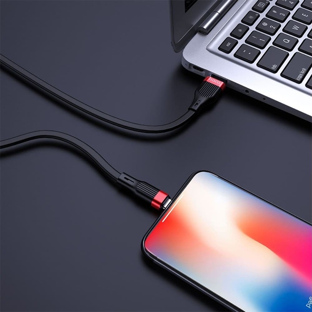 USB-кабель Hoco U72, Lightning, 2.4 А, 120 см, черный
