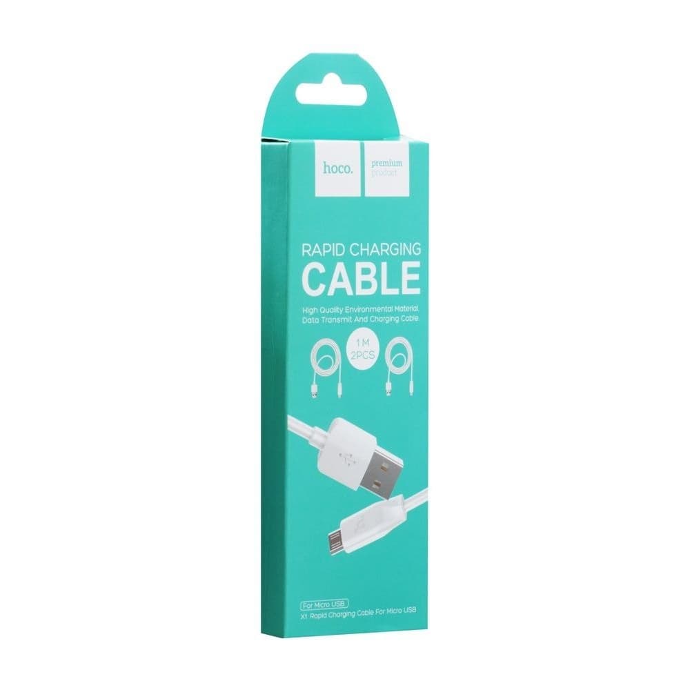 USB-кабель Hoco X1, Micro-USB, 2.1 А, 100 см, 2 шт., белый