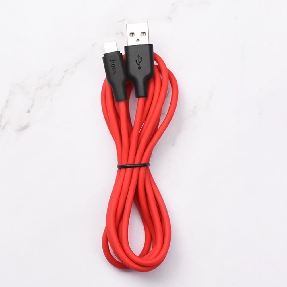 USB-кабель Hoco X21 Plus, Lightning, 2.4 А, 200 см, красный