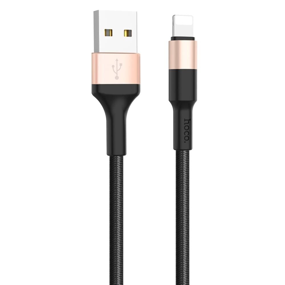 USB-кабель Hoco X26, Lightning, 100 см, чорний, золотистий