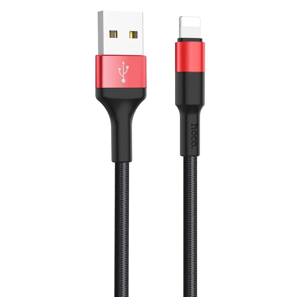 USB-кабель Hoco X26, Lightning, 100 см, чорний, красный