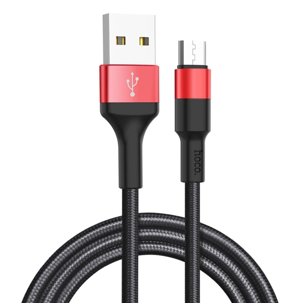 USB-кабель Hoco X26, Micro-USB, 2.0 А, 100 см, чорний, красный