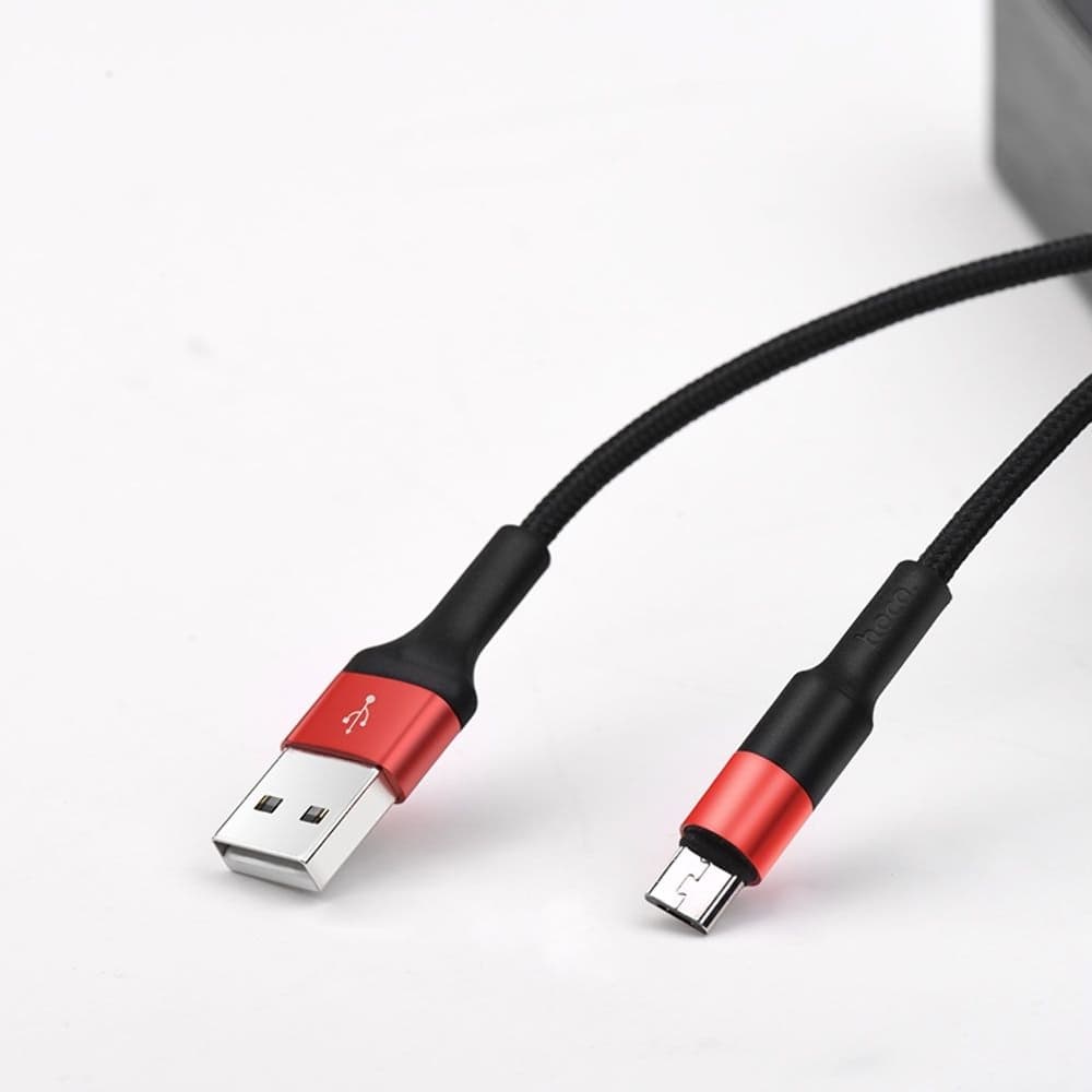 USB-кабель Hoco X26, Micro-USB, 2.0 А, 100 см, черный, красный