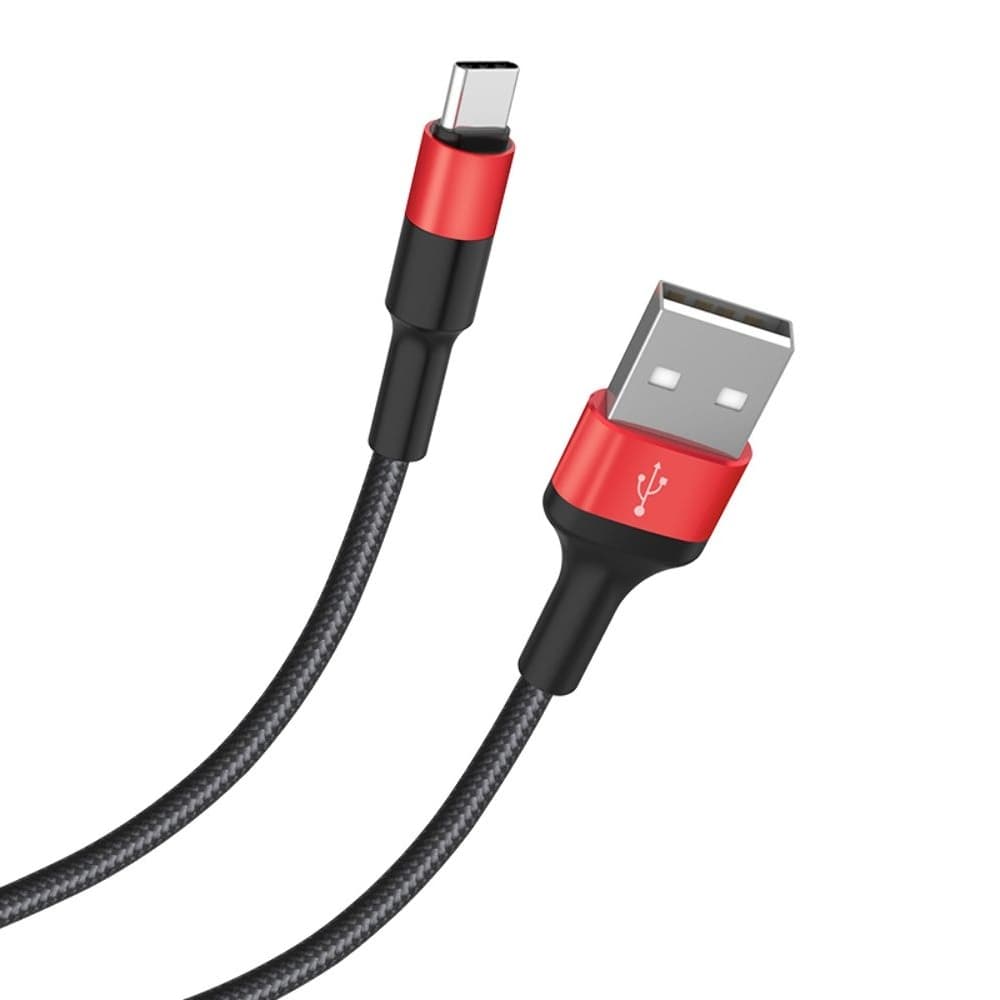 USB-кабель Hoco X26, Type-C, 2.0 А, 100 см, чорний, красный
